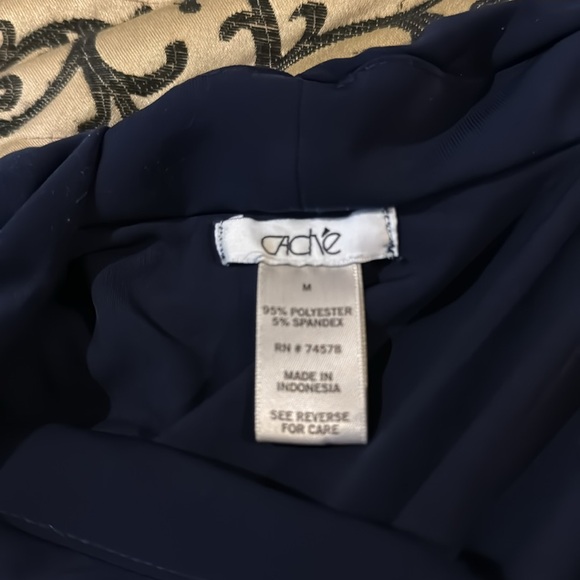 Caché Vintage Navy V-Neck Ruched Top - Picture 8 of 8